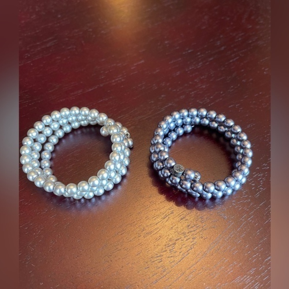Faux Pearl Bracelets Dark Gray and Light Gray